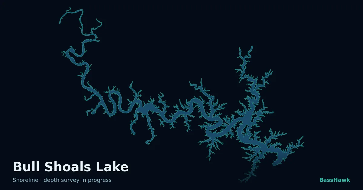 Bull Shoals Lake shoreline outline