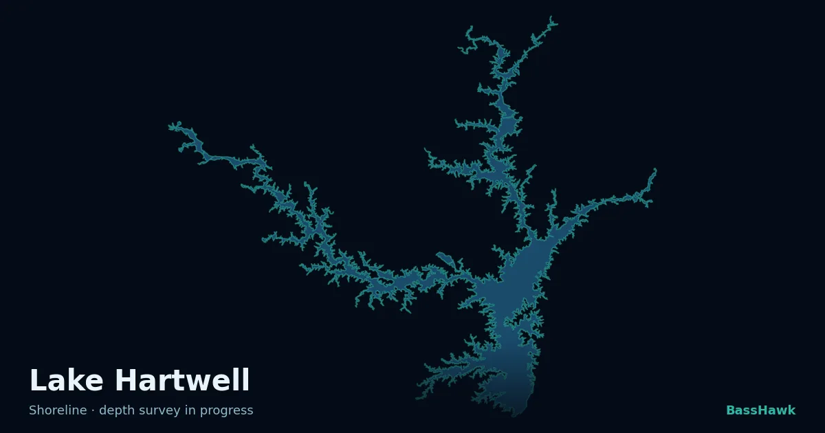 Lake Hartwell shoreline outline