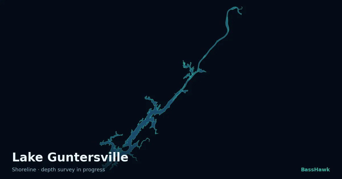 Lake Guntersville shoreline outline