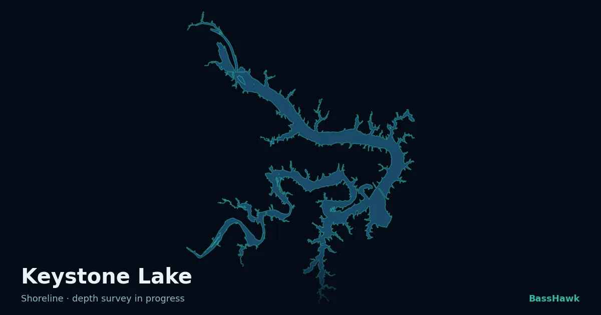 Keystone Lake shoreline outline
