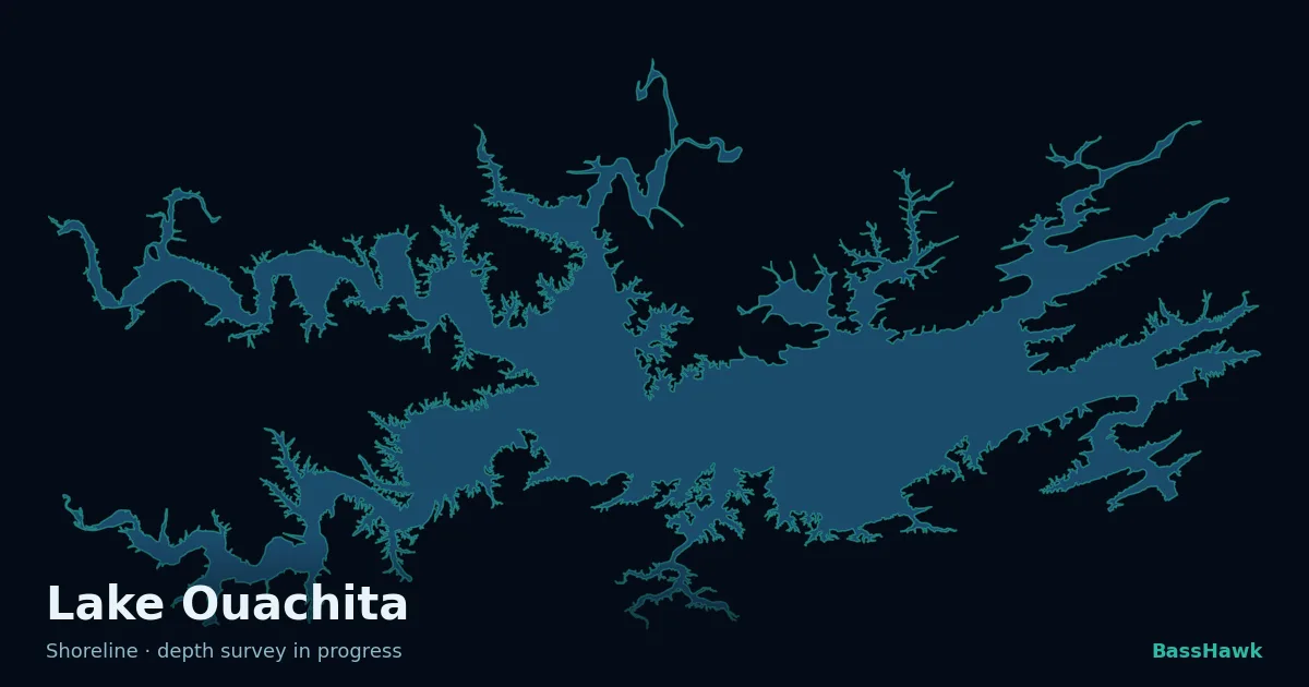 Lake Ouachita shoreline outline