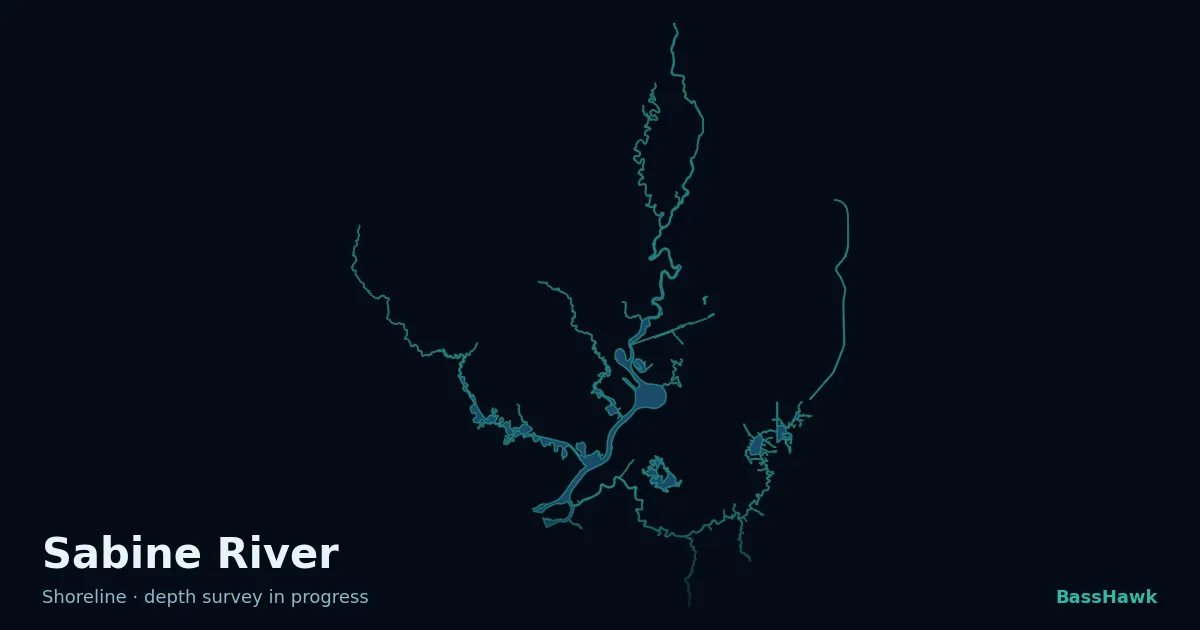 Sabine River shoreline outline