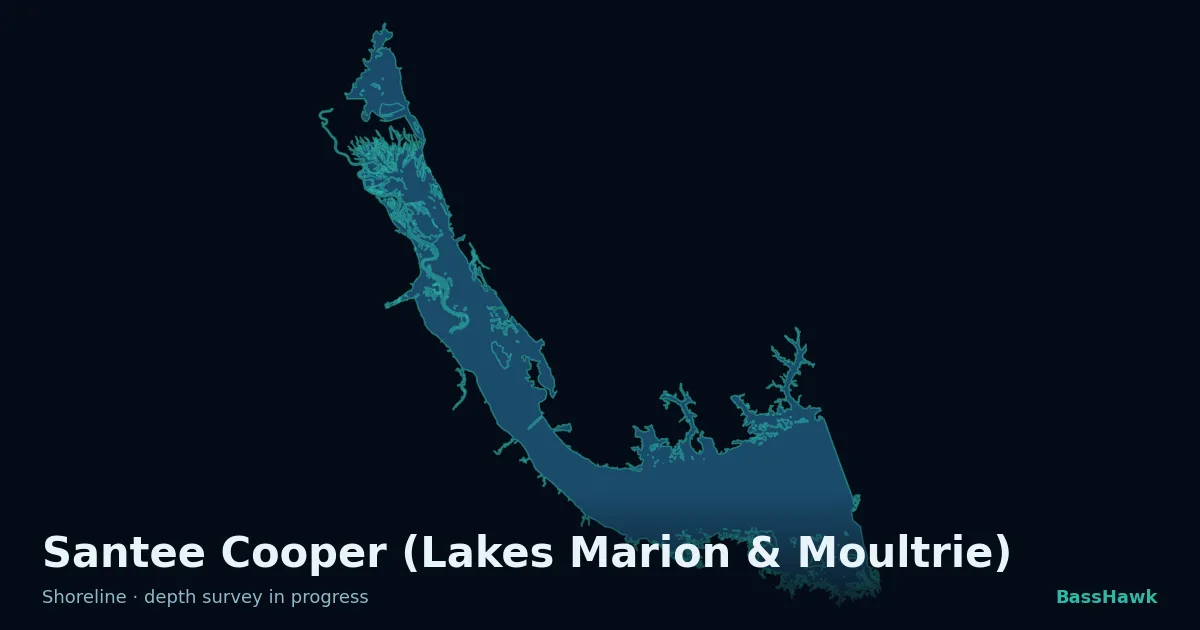 Santee Cooper (Lakes Marion & Moultrie) shoreline outline