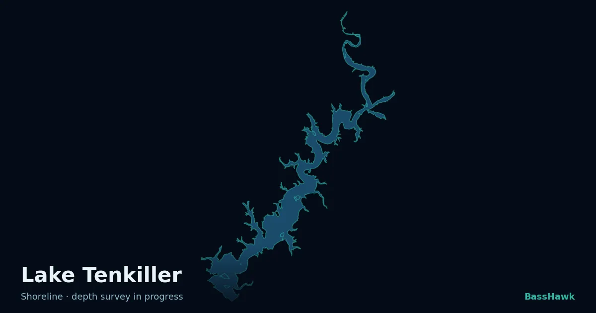 Lake Tenkiller shoreline outline