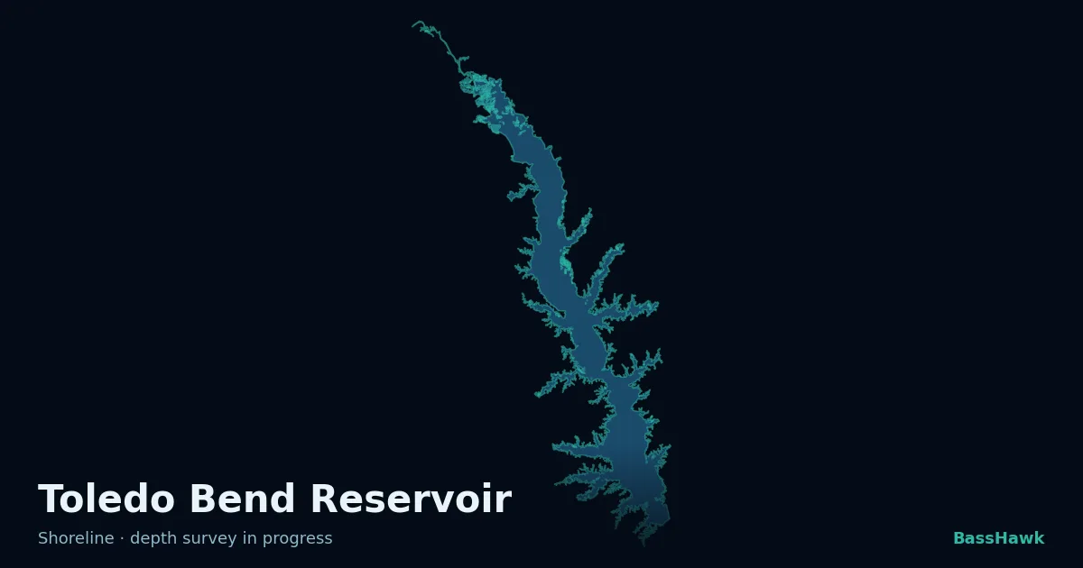 Toledo Bend Reservoir shoreline outline