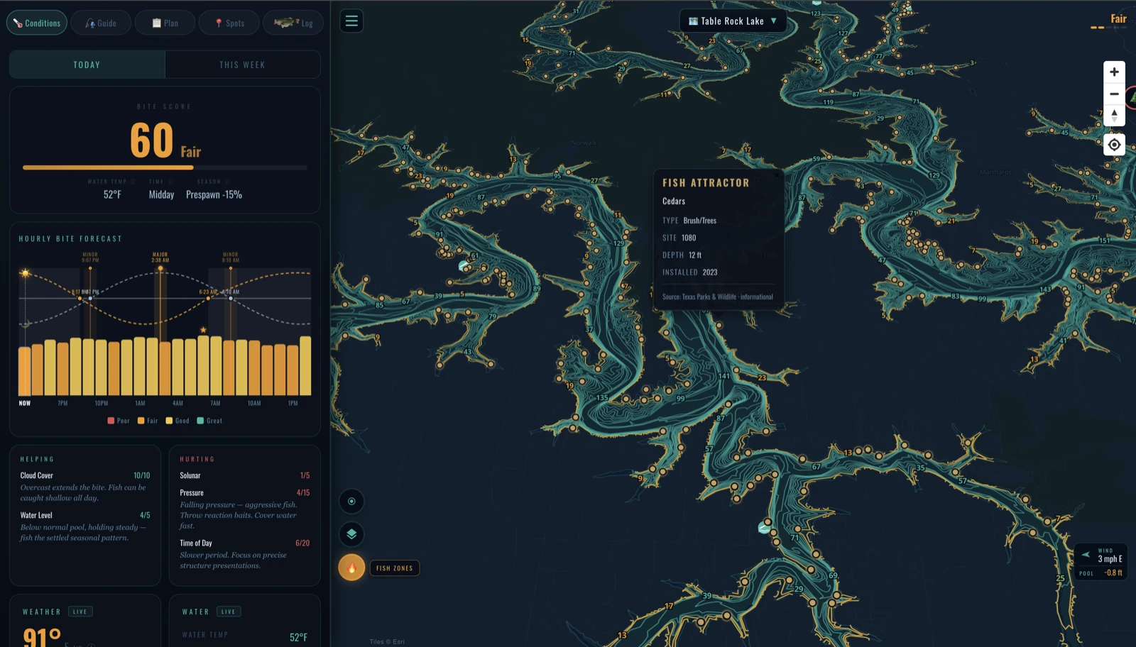 2,441 state-placed attractor sites — Table Rock Lake, Missouri