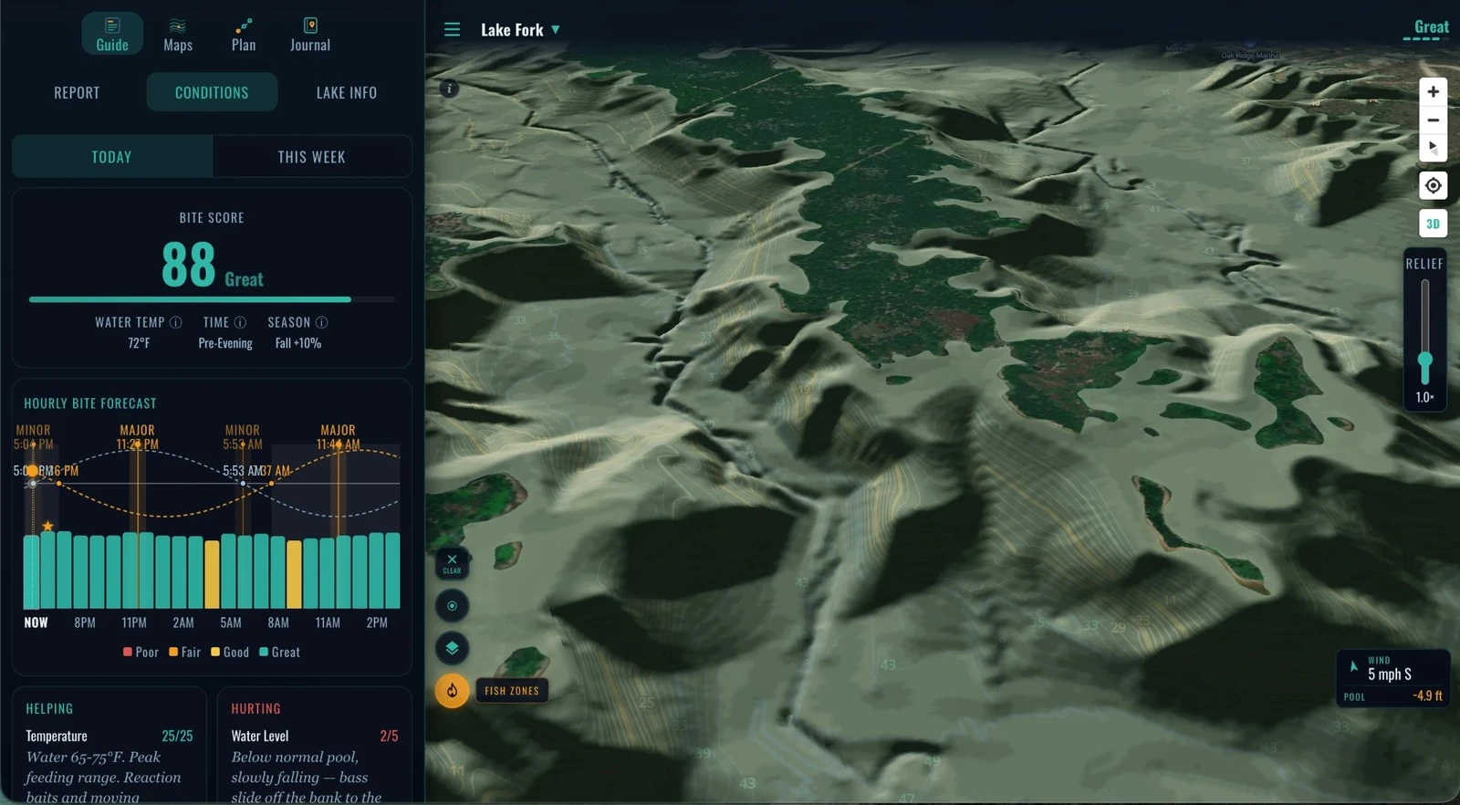 Real View in 3D, beside today's conditions — Lake Fork, Texas